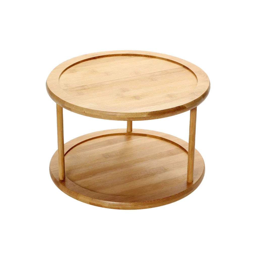 Kit Organizador Giratório 10 Potes Herméticos em vidro 300ml C/ tampa de bambu