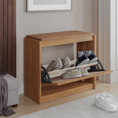 Sapateira com Assento Porta Basculante Madeira