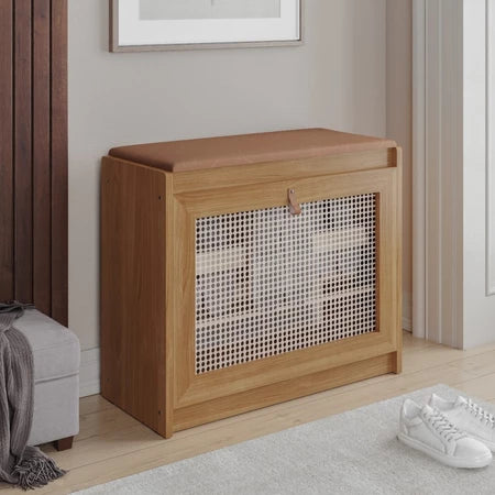 Sapateira com Assento Porta Basculante Madeira