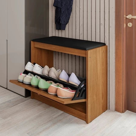 Sapateira com Assento Porta Basculante Madeira