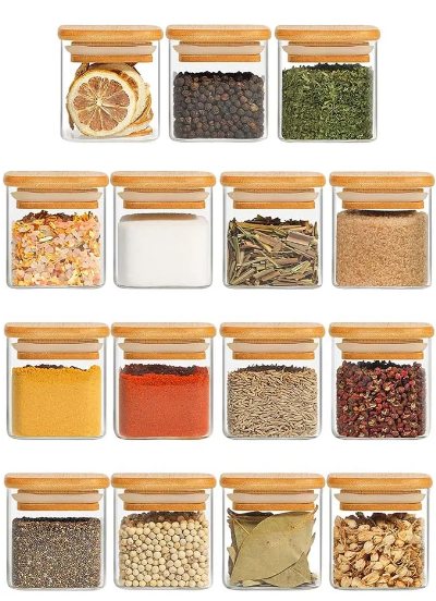 Organiza Gourmet: Kit 15 Potes de Vidro para Temperos + Bandeja organizadora  FRETE GRÁTIS HOJE